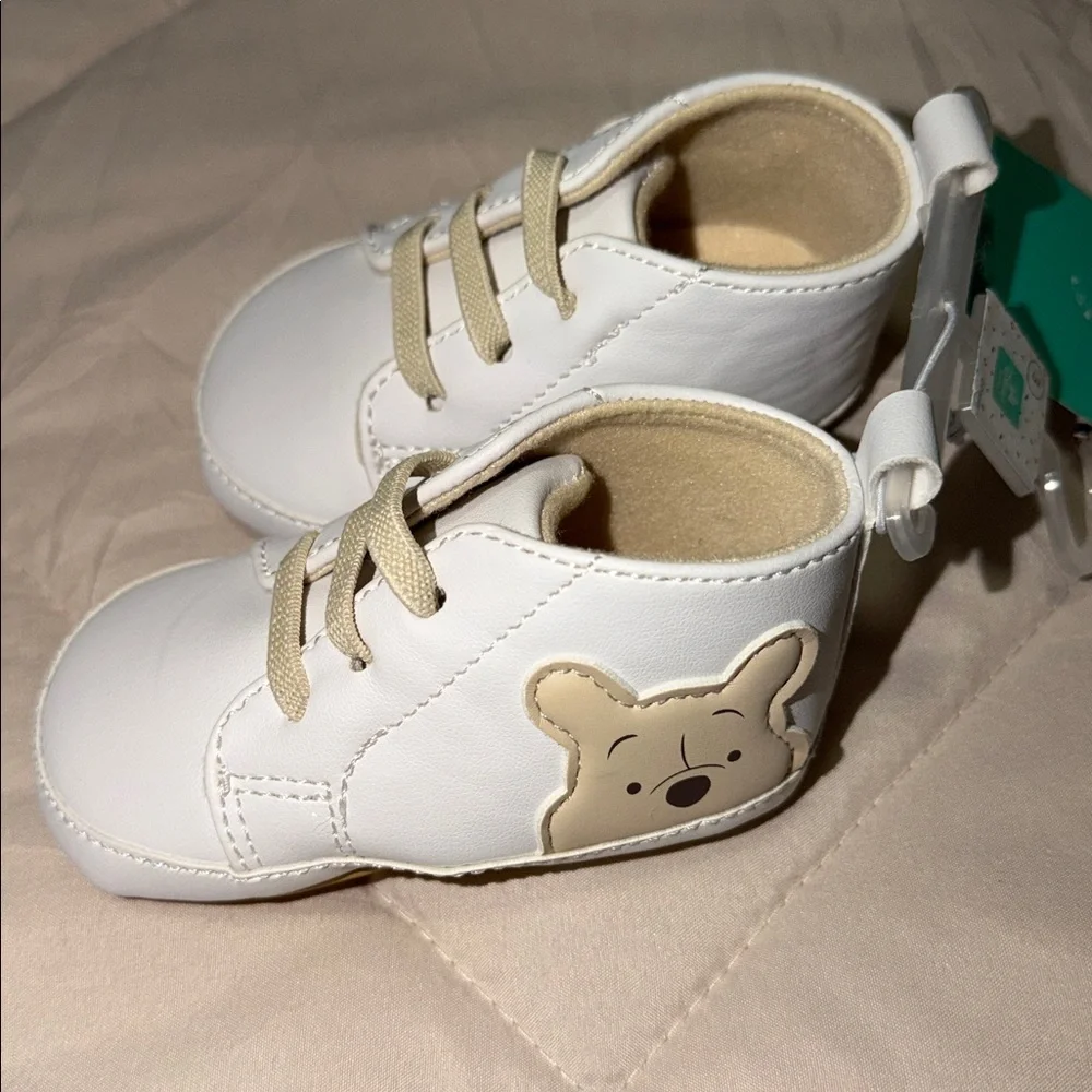 White Kids Bear Lace-Up Shoes